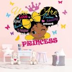 GADGETS WRAP Black Girl Wall Decals for Girls Bedroom Religious Butterfly Wall Art Sticker Inspirational Quotes