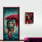 Gadgets WRAP PVC Creative Cute Owl Starry Sky Door Stickers Poster Wallpapers Decal Kids Child Bedroom Living Room Home Decor (Multicolour)