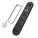 Axmon® Extension Board [FIRE Proof] [Shock Proof][6 Month Warranty] 10 Amp [1.9 Meter Power Cord] 4 Socket Extension Board for Home Office- Black