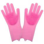 GLUN Magic Silicone Dish Washing Gloves, Silicon Cleaning Gloves, Silicon Hand Gloves for Kitchen Dishwashing and Pet Grooming, Great for Washing Dish, Car, Bathroom (1 Pair,Assorted)