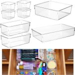 Zollyss Drawer Organizer Set Dresser Desk Drawer Dividers,Multipurpose Plastic Storage Bins For Bathroom Vanity Cosmetic Makeup, Jewelries, Kitchen Gadgets And Office Accessories (Set Of 8)