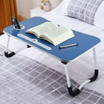 AUNO Homes Table Laptop Study Bed Home Wooden Foldable Students Stand Office Computer Desk Folding Work Tables laptops Portable (Blue)