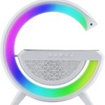 AMAFLIP Bluetooth Speaker RGB Colour Light Google Assistant with Google Assistant Smart Speaker (White) (Latest 2024)