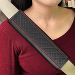 BROGBUS Car Seat Belt Shoulder Pad Cover Car Safety Belt Pad (Black Red Line, Pack of 02)