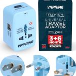 VRPRIME Dual USB Universal Travel Adaptor | International Worldwide Travel Adapter Charger Multiple Plug Charging 150+ Countries for Phone, Laptop, Mobile (6 + 3 Month Warranty) (with USB)