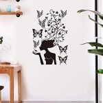 Gadgets Wrap Beauty Girl Flower Vine Butterfly Wall Sticker for Girls Room Art Decals Living Room Bedroom Decoration Home Wallpaper Sticker