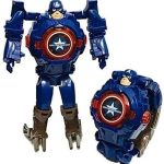 AKANAR Captain America Super Hero Action Figure Toy Robot Deformation Convertible Digital Wrist Watch for Kids (Pack of 1)