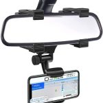 CQLEK® Mobile Phone Holder for Car Rear View Mirror Generation Model Anti Shake Fall Prevention | Full Rotation Anti-Vibration Pads Stand Adjustable Mount Universal Long Arm Windshield Smartphones Clamp 360° Degree Rotational, Strong Grasp Compatible with 4 to 6 Device Rearview Rotatable and Retractable Holder, Multifunctional Phones Car, GPS Silicone Ultimate Neck For Upto 6.5 inch Mobiles