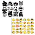 100yellow® Gamer & Emojis Theme Combo Vinyl Stickers for Mobile/Laptop Electronic Gadgets/Car or Bikes | Multicolor| Set of 2