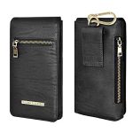 PULOKA Universal PU Leather Mobile Pouch with Belt Loop and Clip | Multipurpose PU Leather Pouch for All Smartphones Upto 6.5 inches- Black