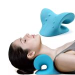 BRITSPEAR Neck And Shoulder Relaxer Cervical Stretcher Traction Device For Support For Pain Hump Corrector For Women Massage Relaxer Acupressure Chiropractic Pillow Cushion (Blue)