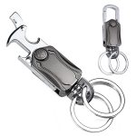 STHIRA® Multifunction Keychain 4 IN 1 Heavy Duty Dual Ring Metal Keychains with Cutter, Bottle Opener, Mobile Phone Holder, 360° Rotate Spinner – Outdoor Carabiner Portable Car Key Chain for Men Women