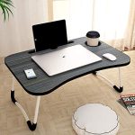 Anjaney Enterprise Smart Standard Multi-Purpose Laptop Table with Dock Stand/Study Table/Bed Table/Foldable and Portable/Ergonomic & Rounded Edges/Non-Slip Legs/Engineered Wood (Black)