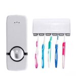 Dkriva Toothbrush Holder with Cover // Automatic Toothpaste Dispenser Set Dustproof // Wall Mounted Kids Hands Free Toothpaste Squeezer for Bathroom(1 PCS)