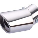 Automaze Universal Fit Car Exhaust Tail Muffler Tip Show Pipe 60mm, Curved Oval, Stainless Steel