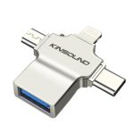 Kinsound 4 in 1 USB OTG for iPhone/iPad, Lightning OTG Pendrive Adapter,USB Type-C OTG, Micro USB OTG Compatible with iOS 13, Android Devices for iPhone, iPad, Pendrive