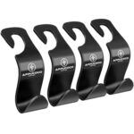 APPUCOCO Car Seat Headrest Storage Hooks/Hanger Universal Durable Organiser Space Saver for Handbag (Black, Pack of 4)