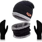 Winter Knit Beanie Cap Hat Neck Warmer Scarf and Woolen Gloves Set Skull Cap for Men Women/Winter Cap for Men (3 Piece)