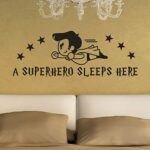 Gadgets Wrap A Superhero Sleeps Here Wall Stickers for Kids Room Wall Decals Home Decor Wall Art Quote Bedroom