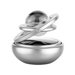 ibimble Car Accessories Solar Car Assorted Perfumes And Fresheners|Double Ring Crystal Auto Rotate Car Perfume Air Car Fresheners Tablet (Silver), Pack Of 1