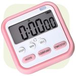 ARQIVO Magnetic Timer Digital Countdown Timer with Clock for Cooking, Loud Alarm & Strong Magnet, Count-Up & Count Down for Kitchen, Baking, Sports, Studying (Pink)