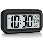 CRENTILA Digital Smart Table Alarm Clock for Bedroom, Heavy Sleepers, with Snooze Night Light, Indoor Temperature and Large LED Display Easy Operations Travel Desk Clocks for Home