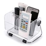 TRENDING remote control holder Clear Desktop Acrylic Rectangular Home Desk TV Air-Conditioner remote table stand for home Study Mobile Phone Shelf Stackable Storage Holder Organizer Caddy 6-Slot