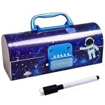 Adichai Pencil Box for Kids – Space Theme, Suitcase Style Password Lock Pencil Box for Boys & Girls, Stationery Organizer Birthday Return Gifts for Kids (Set of 1, Space-Blue)