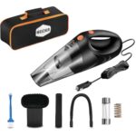 WOSCHER 1612 Waterproof Car Air Pump Vacuum Cleaner for Deep Cleaning, Hand Held Car Vacuum with 100W Vacuum Motor & Powerful 3500PA Suction, Black