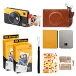 KODAK Mini Shot 2 Retro 4PASS 2-in-1 Instant Camera and Photo Printer (2.1×3.4 inches) + 68 Sheets Gift Bundle, Yellow