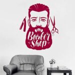 Gadgets Wrap Big Moustache Man Barbershop Decor Vinyl Wall Decal, AG20-DRP-2807