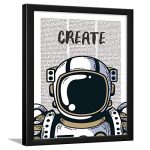 Chaka Chaundh, Astronaut Poster With Frame, Motivational Quotes Frames, Quotes Wall Frames For Office, Student & Study Room, (14×11 In) (Vintage Create)