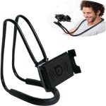 CELLMASTER Lazy Neck Phone Holder, Neck Hanging Mobile Cell Phone Stand, Flexible Rotating Mounts for Smartphones (Black)