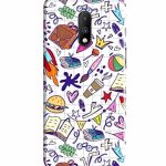 Dugvio Printed Colorful Hard Back Case Cover & Compatible for OnePlus 7 / OnePlus 6T | Student Study Gadgets Art (Multicolor)