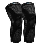 Hykes Knee Cap Compression Support Brace for Joint Pain Relief Cycling Squats Fitness Gym Workout Exercise Cricket Walking Badminton Running Sports Sleeves – Men and Women (Color:Black, Size:Medium)