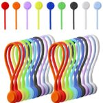 20 Pack Reusable Silicone Magnetic Cable Ties Twist Ties for Home/Office Cord Wrap, Cable Organizer, Magnetic Cord Holder, Cable Organizer Fridge Magnets – Perfect Smart Home Gadgets! 10 COLORS
