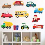 GADGETS WRAP Cartoon Vehicle via Train Car Bus Removable Vinyl Decalque Sticker/Wallpaper for Kids, Pack of 1