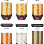 Amazon Brand – Solimo Plastic Wall-Mounted Kitchen Push Container for Pulses, 1600 ML, Pack of 6, Black