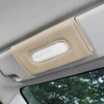 Automaze Pu Leather Car Sun Visor, Seat Side Pocket Back Seat Tissue Napkin Box Holder, Interior Car Accessories (Light Beige Plain, Sun Visor Type)