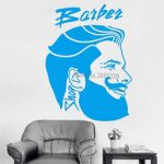 Gadgets Wrap Barbershop Logotype Vinyl Wall Decal for Haircut Male Hairstyle Head Cool Man Wall Stickers, AG20-DRP-3711