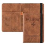 MONJAY Premium Passport Holder Cover Travel Wallet Organiser, Passport Case with PU Leather Travel Document Holder for Men & Women Travel Accessories (Brown)