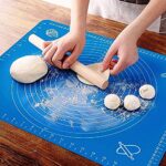 HOME SKILL® Silicon Fondant Baking Mat Chapati Atta Kneading Mat Non-Stick Fondant Rolling Mat Stretchable for Kitchen Roti Chapati Cake – Blue Color(Baking Mat 50 * 40 cm) (Silicon MAT)