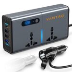 Vantro 200W Car Power Inverter Newly Car Plug Adapter Outlet Charger DC 12V-24V to 220V Car Inverter with 1.2A&2.4A USB, 1 QC3.0 USB and 1 Type C Ports (12V-24V)