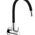 10X Sink Tap for Kitchen BL-9876 Flexible Neck Black Color Wall Mount, Chrome Finish (Single Flow)