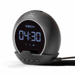Xech Alarm Clock with Speaker Phone Holder Digital LED Bedside Table Clocks for Students Bedroom Home Study Desks Gifts for Boy Friend Husband (Ellipse) (Black)ABS , 12 X 13.5