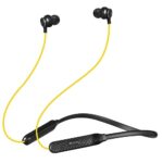 pTron Tangent Duo Bluetooth 5.2 Wireless in-Ear Headphones, 13mm Driver, Deep Bass, HD Calls, Fast Charging Type-C Wireless Neckband, Dual Pairing, Voice Assistant& IPX4 Water Resistant (Yellow/Black)