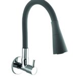 10X Sink Tap for Kitchen BL-9876 Flexible Neck Dual Flow Grey Color 2 Function Shower Flow/Foam Flow Wall Mount, Chrome