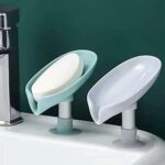 SITOLO Plastic Self Draining Soap Bar Stand Holder For Bathroom, Kitchen, Sink Wall Mounted, Bathtub, Wash basins With Stickers, Leaf Soap Dish Leaf Shape Soap Holder Stand Bathroom Accessories – 2 pc