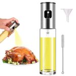 ZEREOOY Oil Sprayer Bottle, Olive Oil Sprayer Mister for Cooking, Air Fryer Vegetable Vinegar Oil Portable Mini Kitchen Gadgets for Baking,Salad,Grilling,BBQ,Roasting (1 Piece, Stainless Steel, Glass)