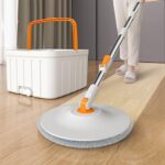 Omdhanu Wet and Dry mop with Bucket for Floor Cleaning 360° Rotating ABS Plastic Regal Bucket Mop Basket and 2 Microfiber Refills – Floor Mopping System